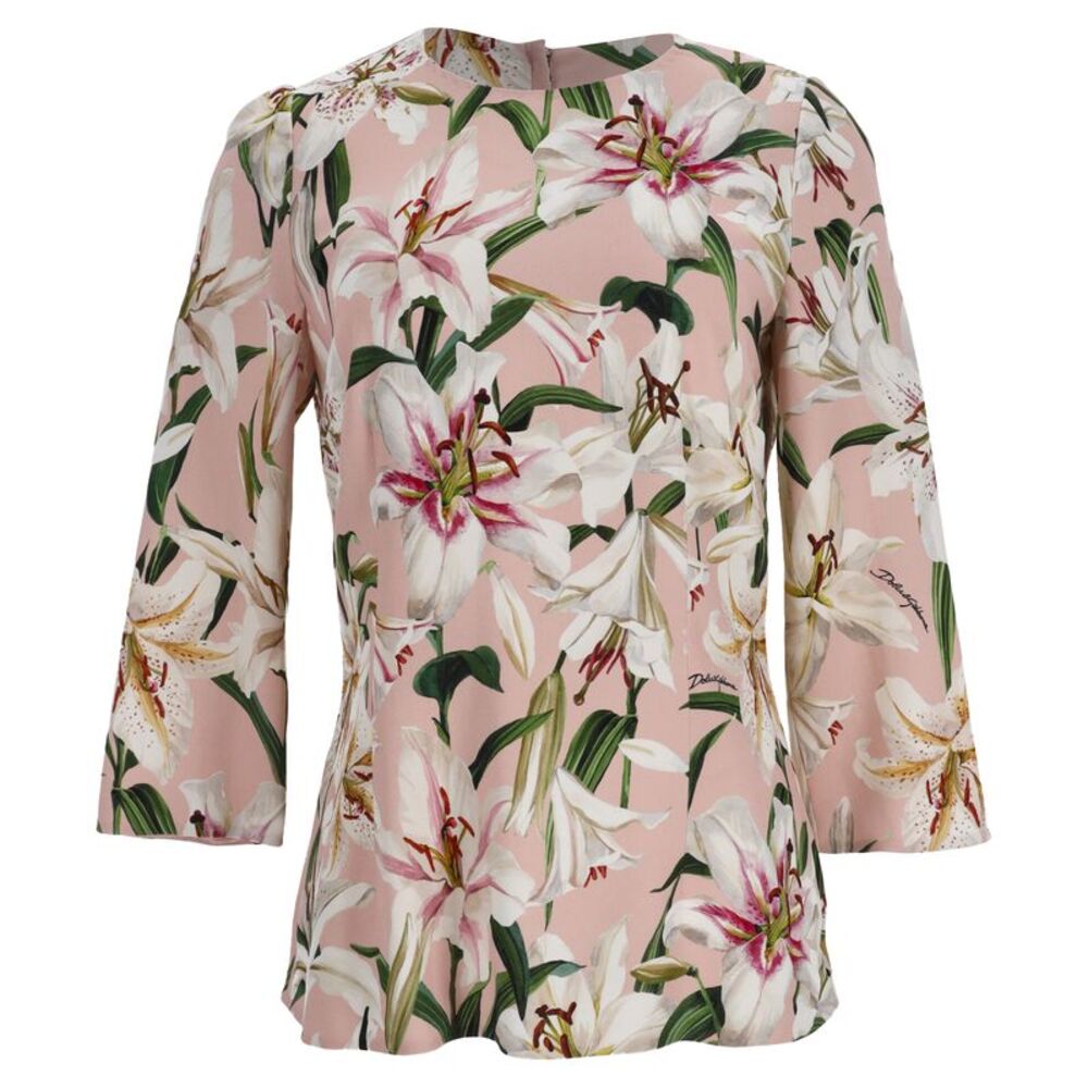 Dolce & Gabbana Floral Print Blouse in Pink Viscose